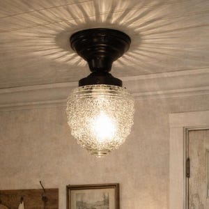 Flush Mount Acorn Antique Ceiling Light ISLAND FALLS Glass - Chandelier Lighting Fixture Globe Farmhouse Kitchen Hallway Bathroom Lamp Goods