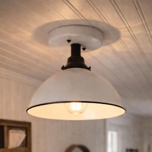 White Ceiling Light Enamel Modern Farmhouse - Kitchen Laundry Room Bathroom Country Flush Mount Chandelier Lighting Hanging  Track Fan