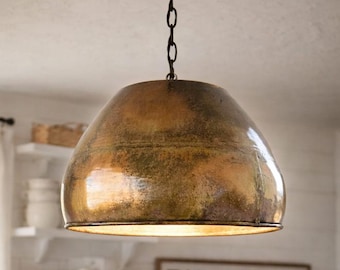 Jumbo Gold Rustic Bucket Chandelier | Farmhouse Statement Ceiling Light | Industrial Hanging Fixture for Kitchen, Dining Room or Entryway
