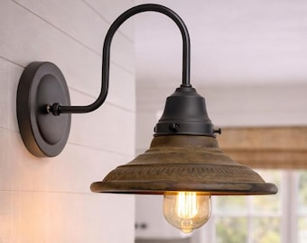 Rustic Industrial Farmhouse Wall Light Fixture Bathroom Sconce Cabin Cottage Metal Lamp Ceiling Flush Mount Vanity Bedroom Kitchen Sink Lamp
