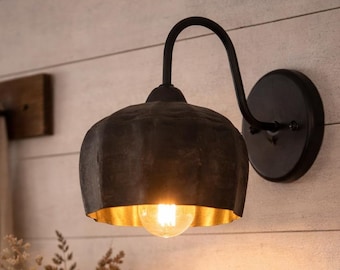 Forge Patina Farmhouse Wall Sconce | Rustic Industrial Wall Light | Vintage-Inspired Lighting