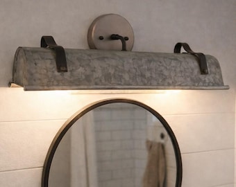 Galvanized Metal Wall Vanity Light - Farmhouse Bathroom Light Fixtures Sconce Industrial Rustic Pendant Chandelier Flush Mount Man Cave