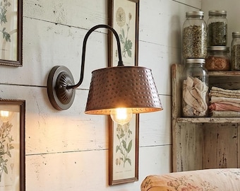 Gooseneck Rustic Hammered Copper Wall Sconce Fixture Bathroom Sconce Cabin Cottage Metal Lamp Ceiling Flush Mount Vanity Bedroom Kitchen