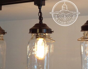 Mason Jar Chandelier Lighting Fixture Hanging Mason Jar Etsy