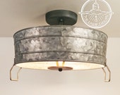 Galvanized Wash Tub Ceiling Light - 3 Sizes - Metal Loft Kitchen Pendant Chandelier Flush Mount Farmhouse Man LampGoods