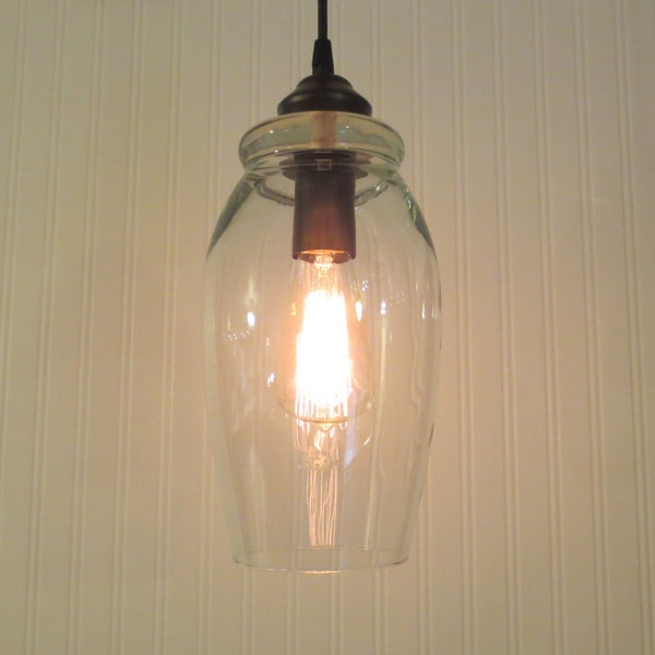 BoothBay II.  LARGE Clear PENDANT Light with Edison Bulb