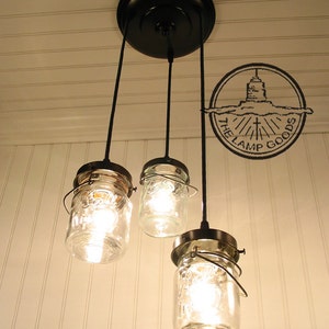 Mason Jar CHANDELIER Light Vintage Pints -Lighting Ceiling Flush Mount Hardwired Hanging Antique Rustic Kitchen Bathroom LampGoods