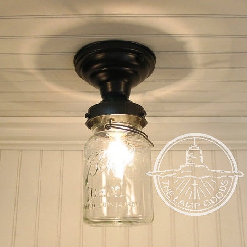 Vintage Mason Jar LIGHT FIXTURE With Chain Rustic Antique Etsy