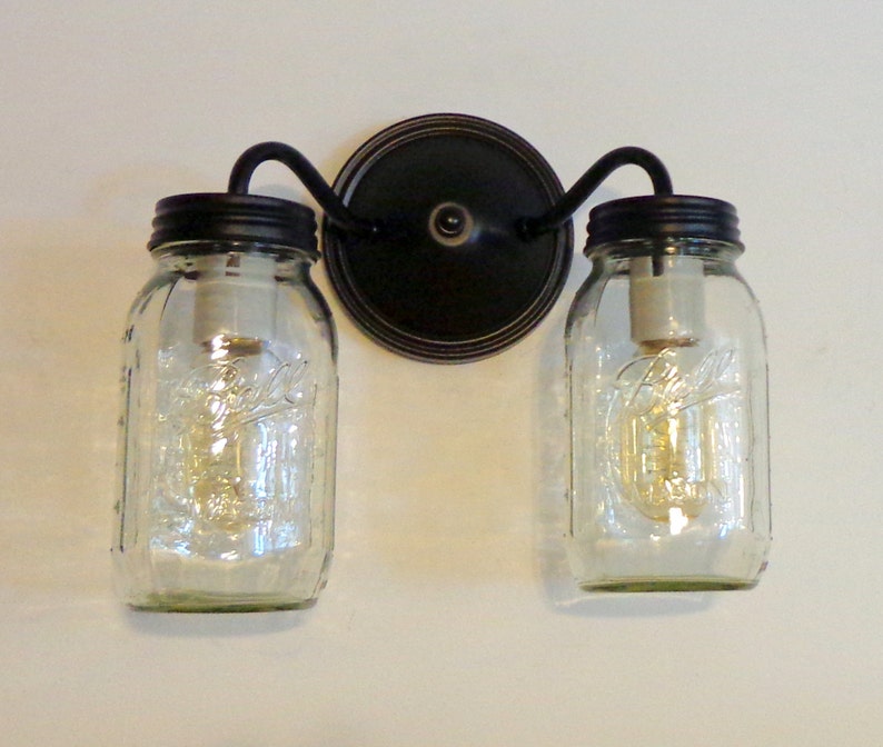 Canning Jar DOUBLE Wall Sconce NEW Quarts Mason Jar Lights Etsy