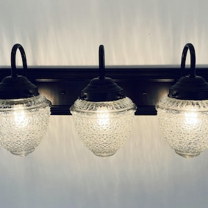 Clear Acorn Glass Lighting Vanity Trio - Antique Bathroom Light Fixtures Wall Mount Farmhouse Kitchen Dining Room Ceiling Chandelier Lamp bild 7