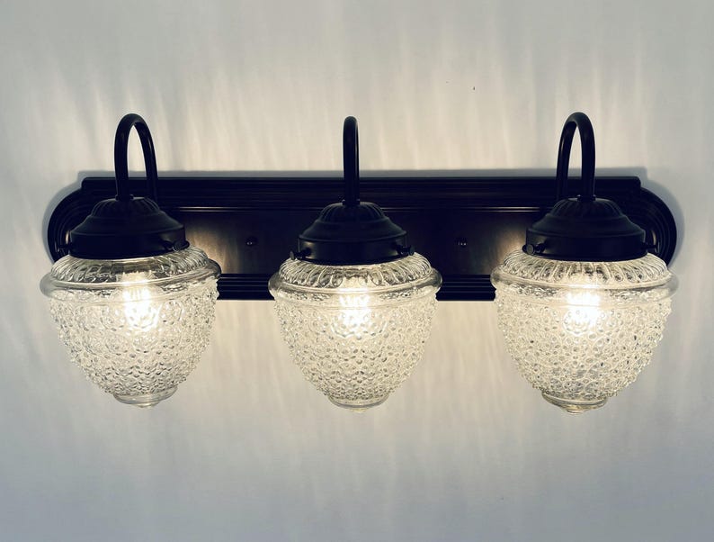 Clear Acorn Glass Lighting Vanity Trio - Antique Bathroom Light Fixtures Wall Mount Farmhouse Kitchen Dining Room Ceiling Chandelier Lamp bild 7