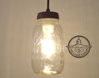 Mason Jar PENDANT Light NEW Quart - Rustic Flush Mount Ceiling Lighting Fixture Fan Farmhouse Chandelier Pendant Track Kitchen Pantry Ball