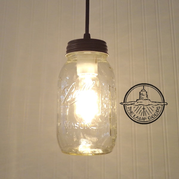 Mason Jar PENDANT Light NEW Quart - Rustic Flush Mount Ceiling Lighting Fixture Fan Farmhouse Chandelier Pendant Track Kitchen Pantry Ball