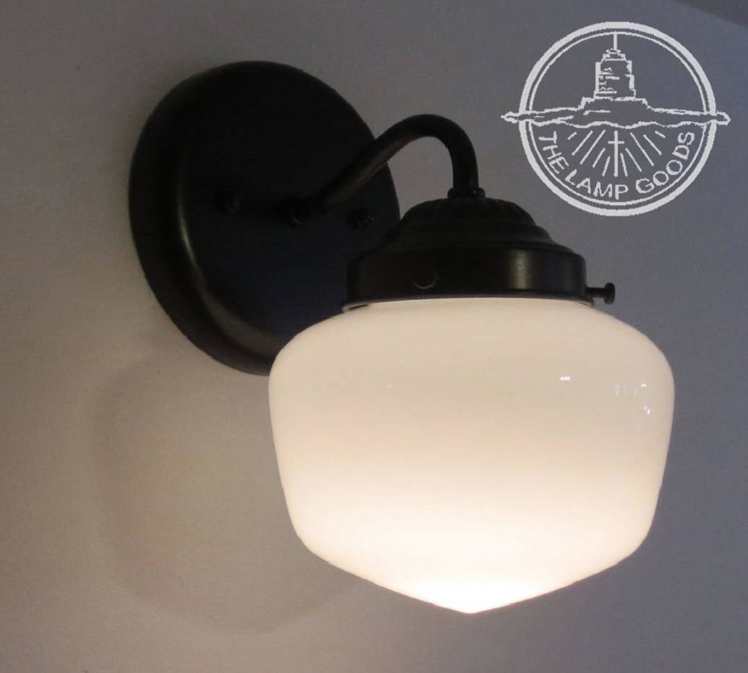 Schoolhouse Milk Glass SCONCE Wall Lighting Opal Milk Glass Light