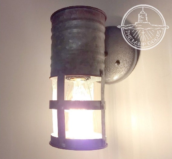 Galvanized Farmhouse Barn Wall Sconce Light With Edison Bulb Etsy