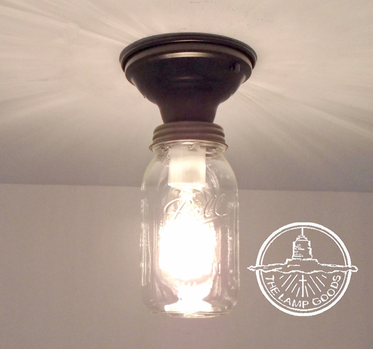 Mason Jar Ceiling Light Fixture with New Quart Farmhouse Etsy