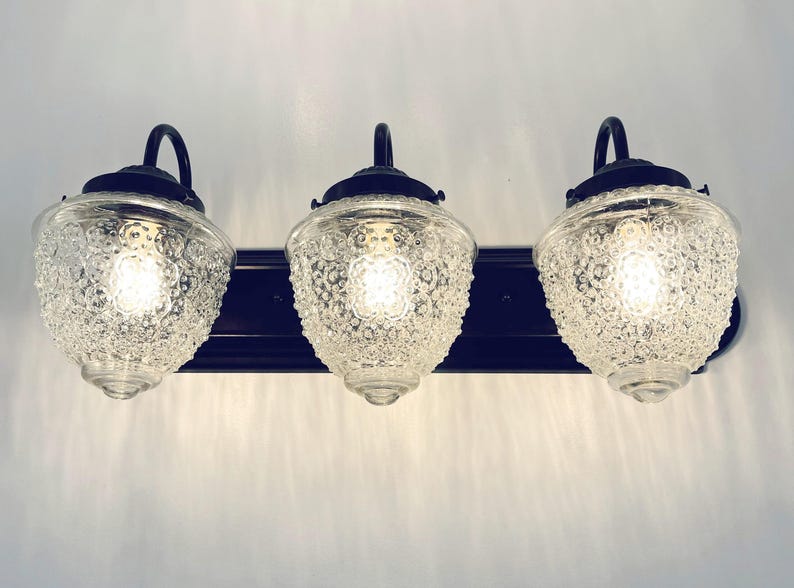 Clear Acorn Glass Lighting Vanity Trio - Antique Bathroom Light Fixtures Wall Mount Farmhouse Kitchen Dining Room Ceiling Chandelier Lamp bild 4