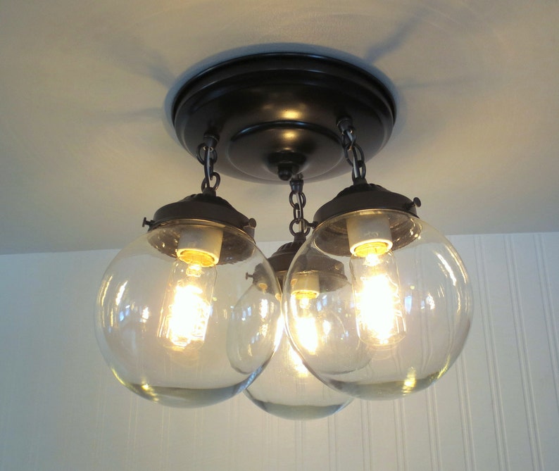 Biddeford II. Flush Mount Ceiling Lights Modern Lighting Fixture Chain Trio image 5