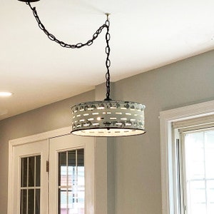 Rustic Farmhouse Chandelier Light Fixture of Chippy Galvanized Metal Kitchen Pendant Farmhouse Flush Mount Bathroom Hanging Bedroom Light image 2