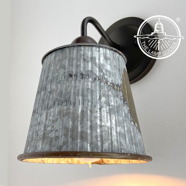 Rustic Barn Metal Farmhouse Wall Light Fixture- Bathroom Sconce Cabin Cottage Shade Lamp Modern Ceiling Lighting Kitchen Industrial Island