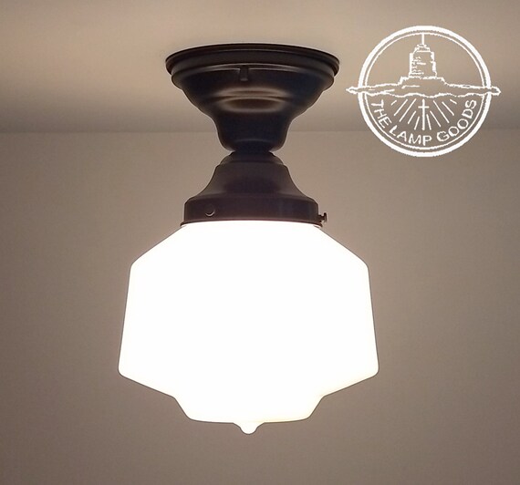 Vintage Milk Glass Globe Turned Ceiling Light Fixture Lighting Chandelier Lamp Kitchen Farmhouse Lampgoods