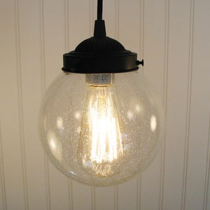 Pendant Lighting of Vintage Inspired Seeded Glass Clear Fixture for Chandelier Ceiling Lights by LampGoods