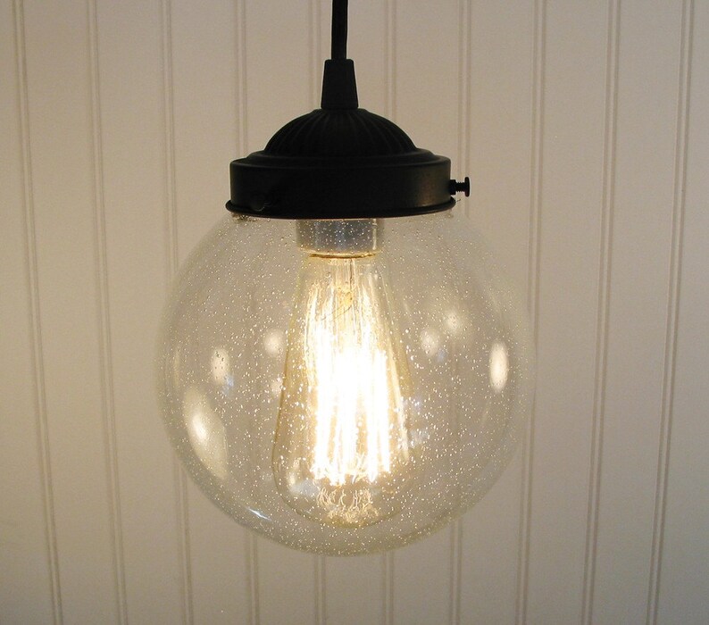 Pendant Lighting Of Vintage Inspired Seeded Glass Clear Image 0