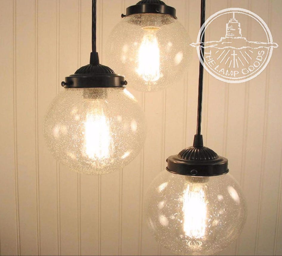 Glass Pendant CHANDELIER Light Seeded 