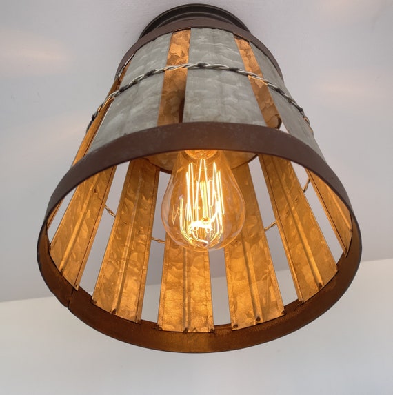 Basket weave flush mount cheap light