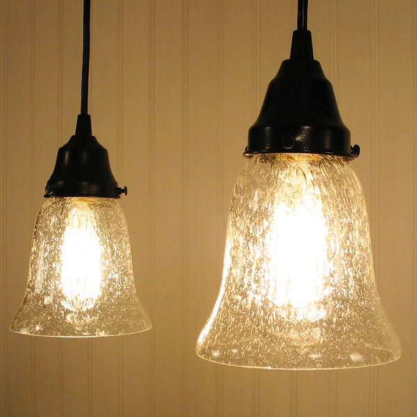 Kellie II. Seeded Glass Pendant Pair Created NEW