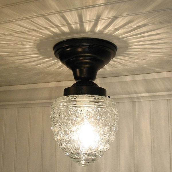 Island Falls II. Clear Globe Made CEILING LIGHT New Reserved for Bethany