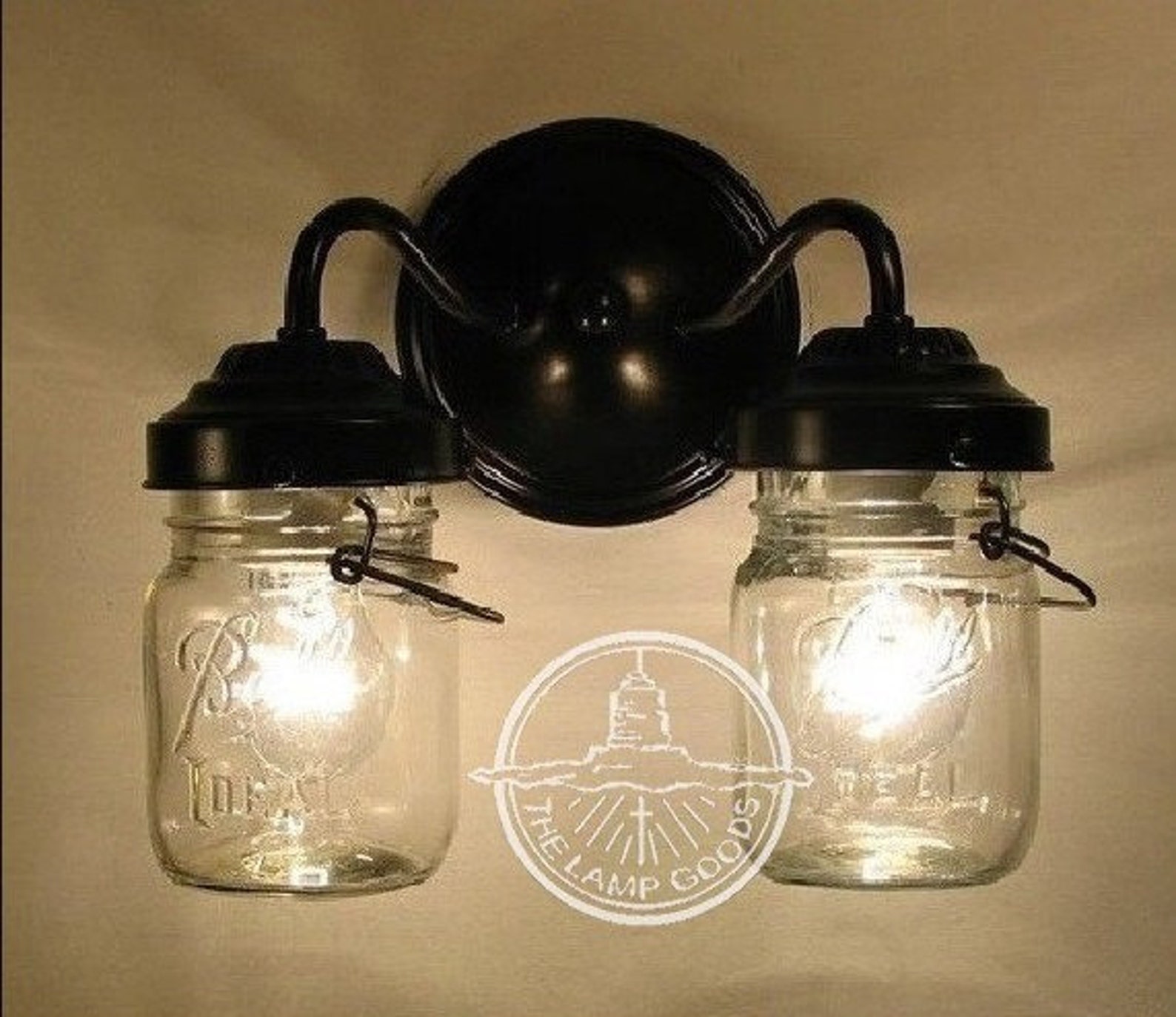 Lighting Canning Jar DOUBLE Sconce Wall Flush Mount Mason Etsy