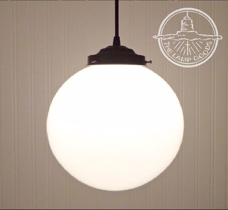 Pendant Light Winterport Milk Glass Large Globe 10 Lighting Fixture Chandelier Flush Mount Ceiling Modern Mid Century Lamp By Lampgoods