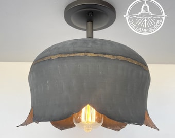 CUSTOM Three Large Ceiling Light of Galvanized Metal - Rustic Lighting Fixture Farmhouse