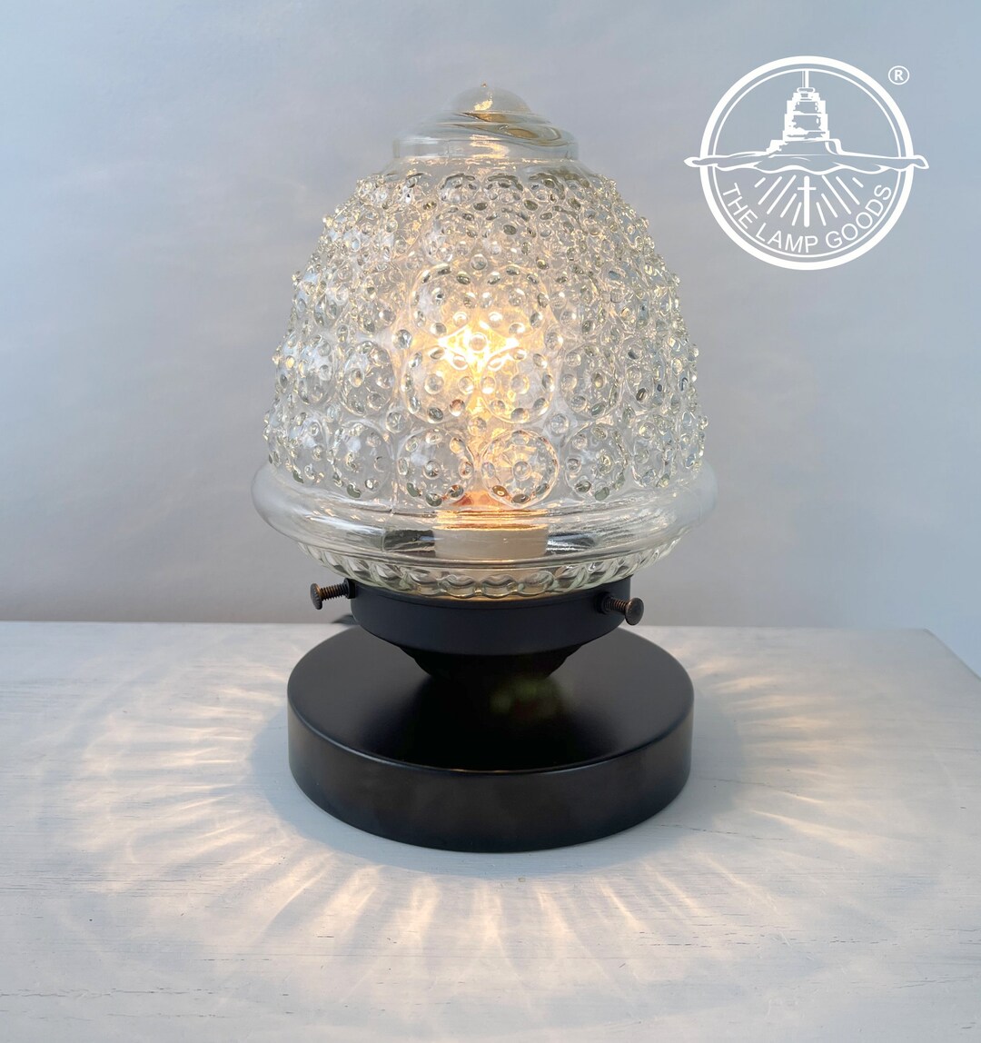 Antique Glass Table Lamp Vintage Bedroom Stand Light Fixture Etsy