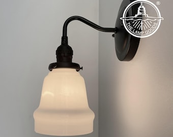 HAND BLOWN Antique Milk Glass Wall SCONCE 1940's - Vintage Light Fixture Flush Mount Ceiling Chandelier Farmhouse Bathroom Kitchen Dining