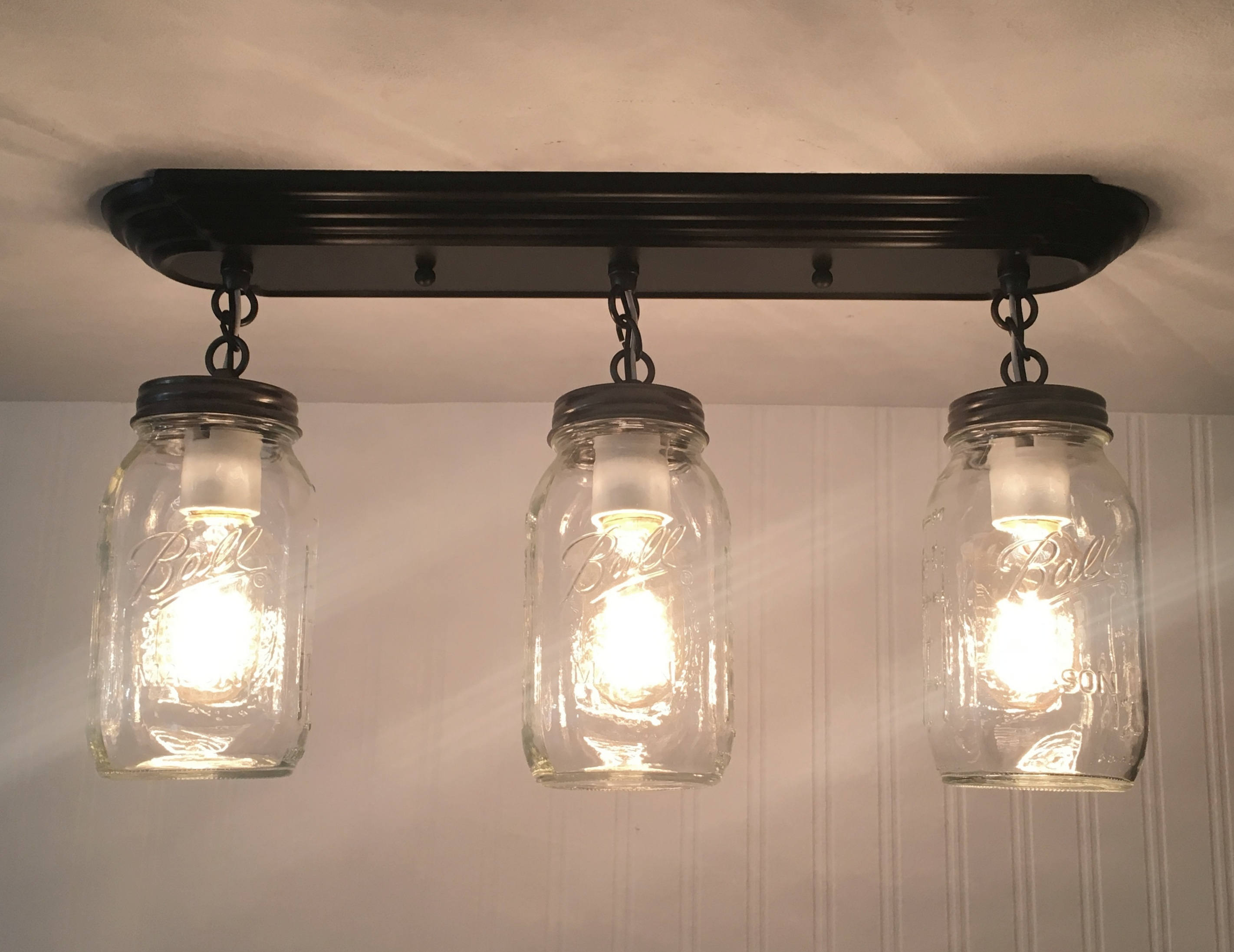 Rustic Mason Jar Ceiling Fan Light KIT ONLY With Vintage Pints Farmhouse  Lighting Fixture Chandelier Pendant Flush Mount Track 