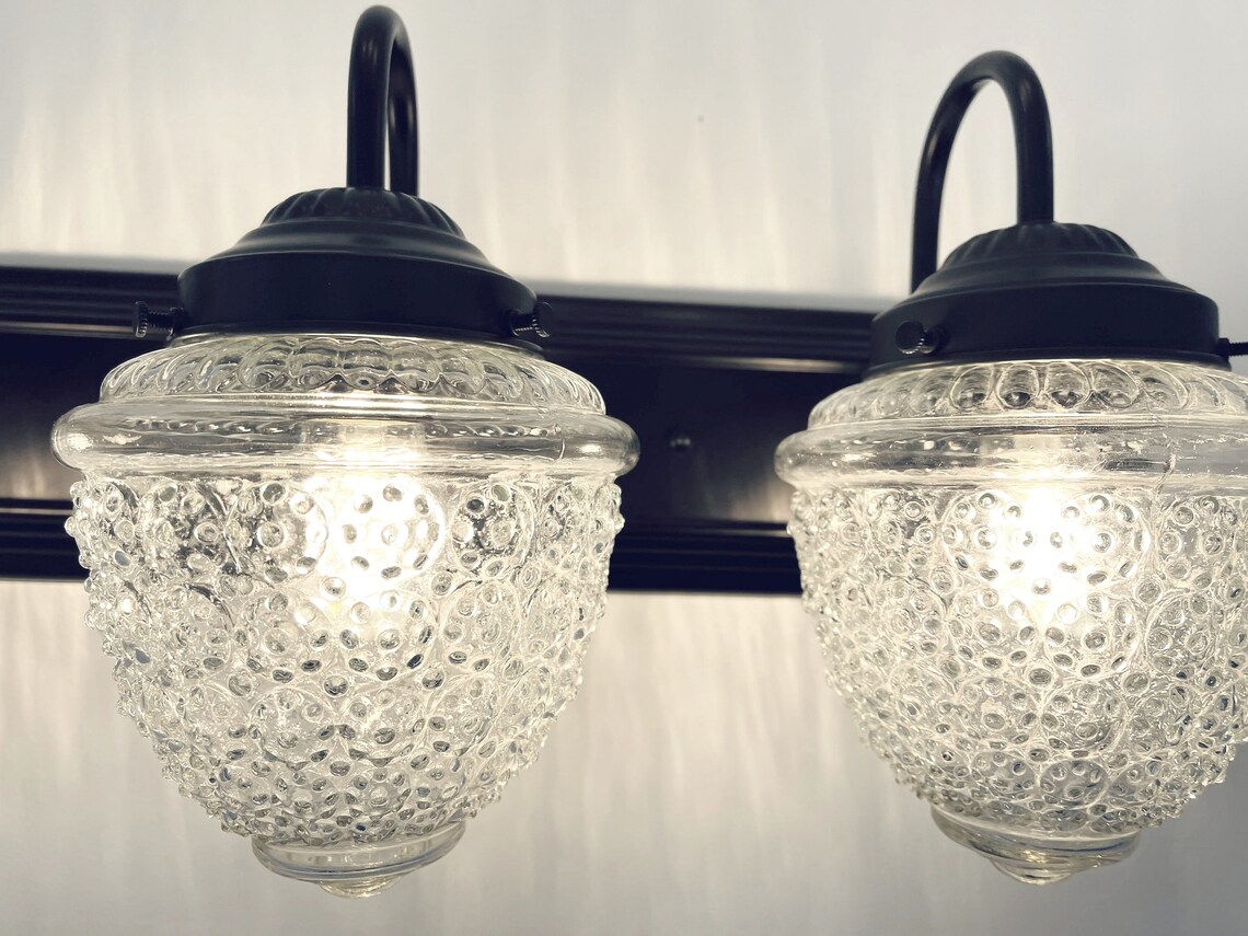 Antique Glass Bathroom Vanity 5-light Vintage Wall Sconce - Etsy