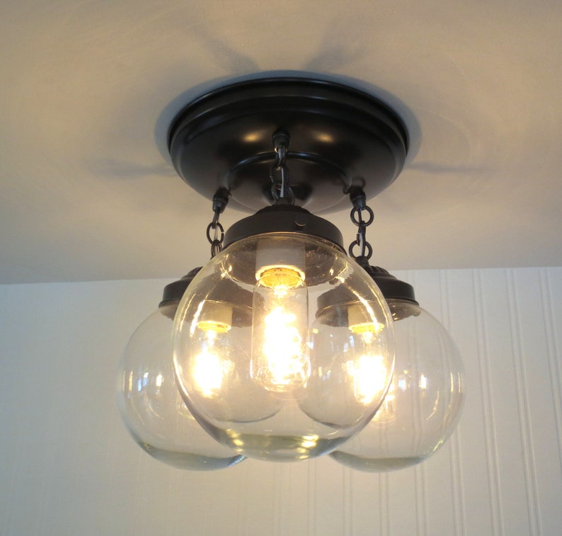 Biddeford II. Flush Mount Ceiling Lights Modern Lighting Fixture Chain Trio image 2