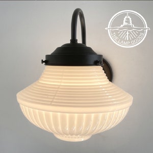 Traditional Milk Glass SCONCE Schoolhouse Wall Lighting - Antique Milk Glass Light Fixture Flush Mount Ceiling Lamp Bathroom Vanity Kitchen