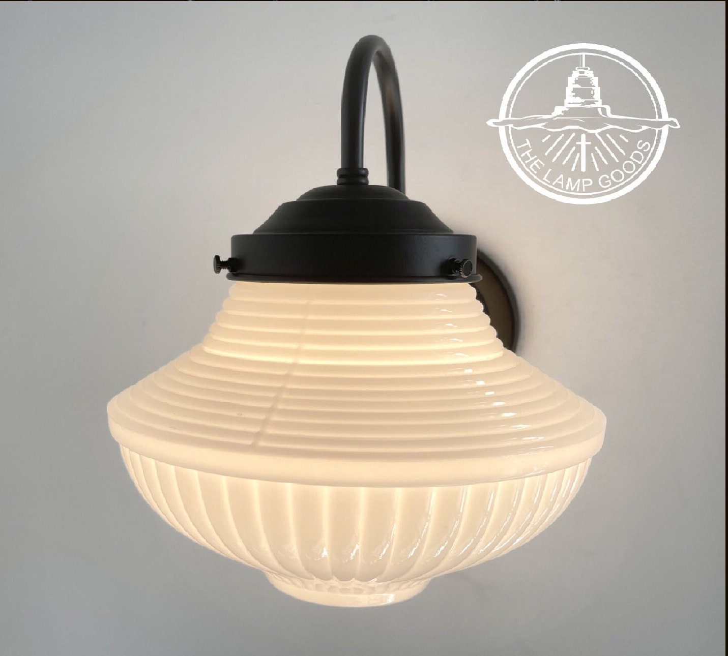 Traditional Milk Glass SCONCE Schoolhouse Wall Lighting Antique