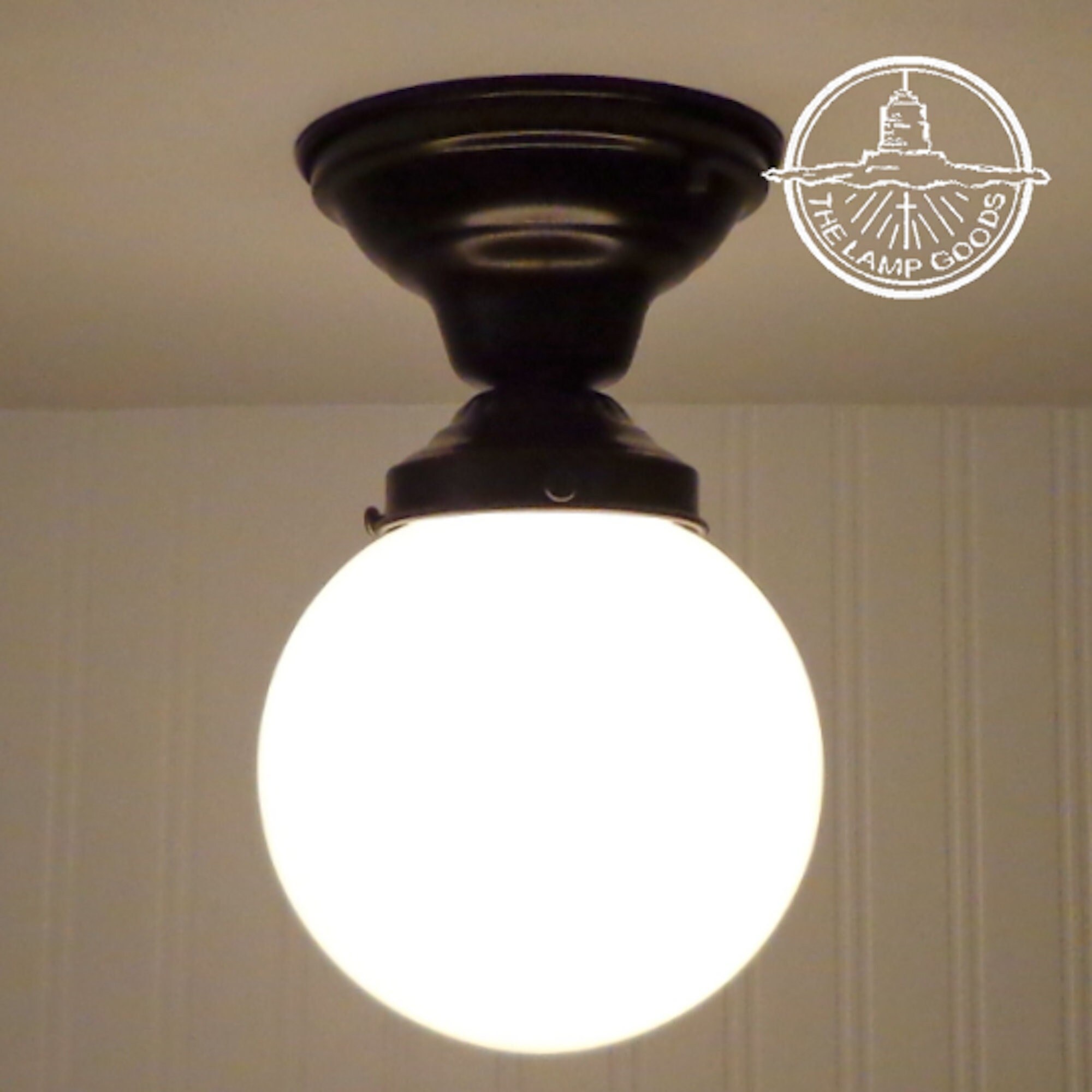 Blown Milk Glass Globe CEILING LIGHT Winterport II Modern - Etsy