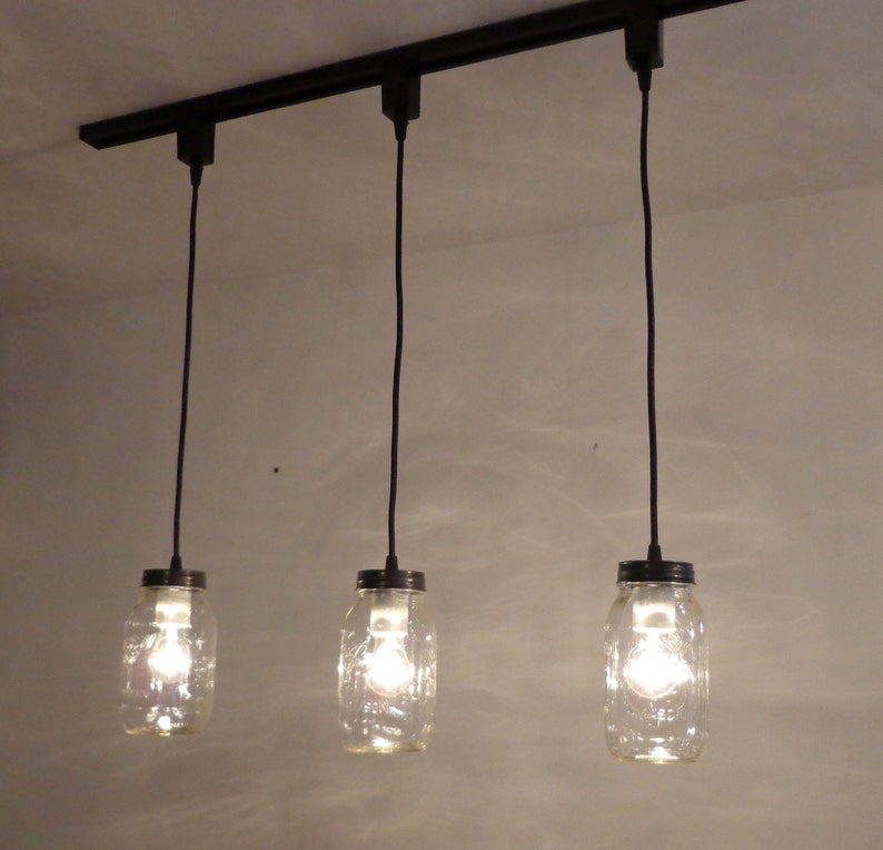 Flush Mount Farmhouse Ceiling Light Chandelier Remodel Kitchen Island Lamp LampGoods Mason Jar TRACK LIGHTING Pendant SINGLE New Quart