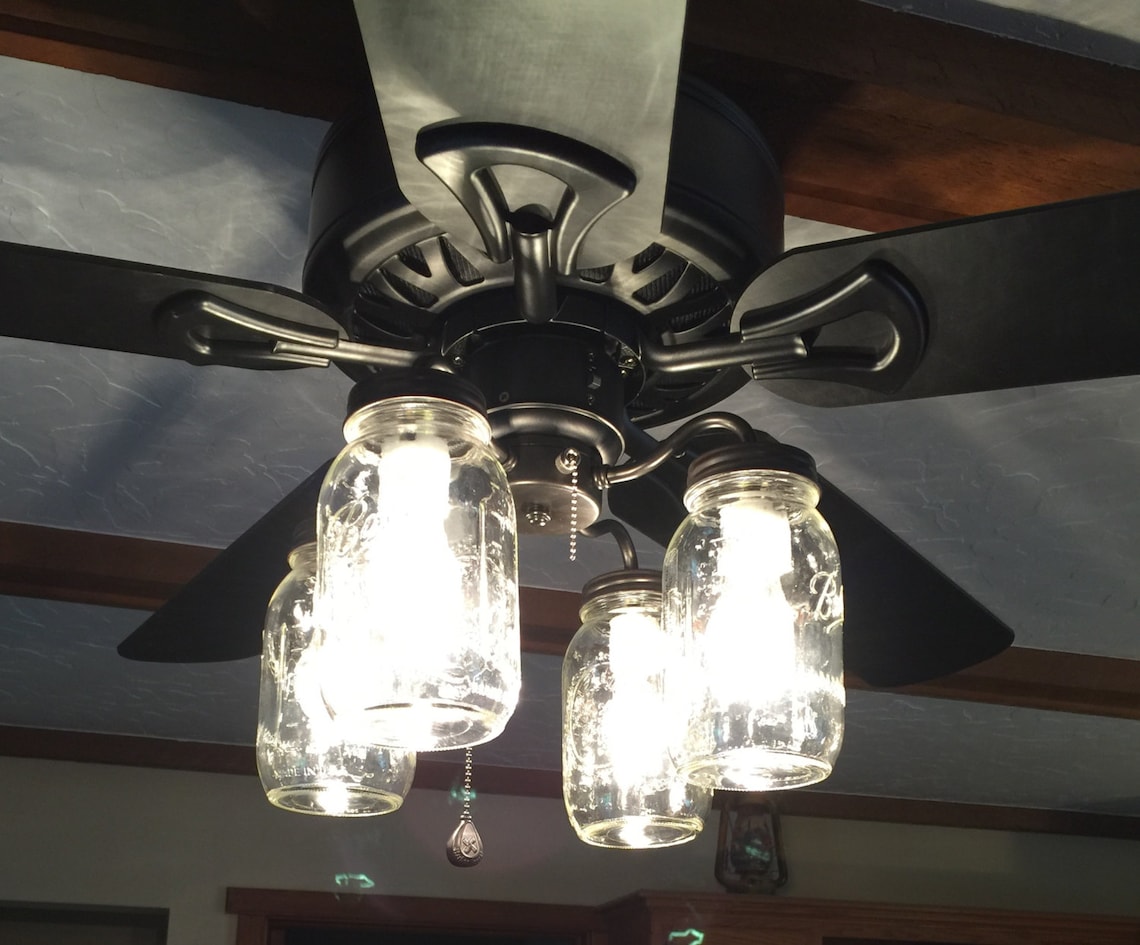 Mason Jar Ceiling Fan LIGHT KIT ONLY with New Quarts Rustic Etsy