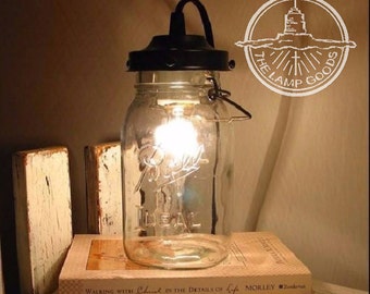 Table Lighting Quart Mason Jar Lamp with Bulb Tabletop Lamp 7\u201d Mason Jar Lamp