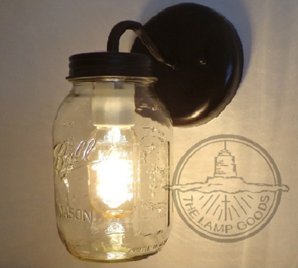 Mason Jar Wall SCONCE Lighting Fixture farmhouse Bathroom Etsy