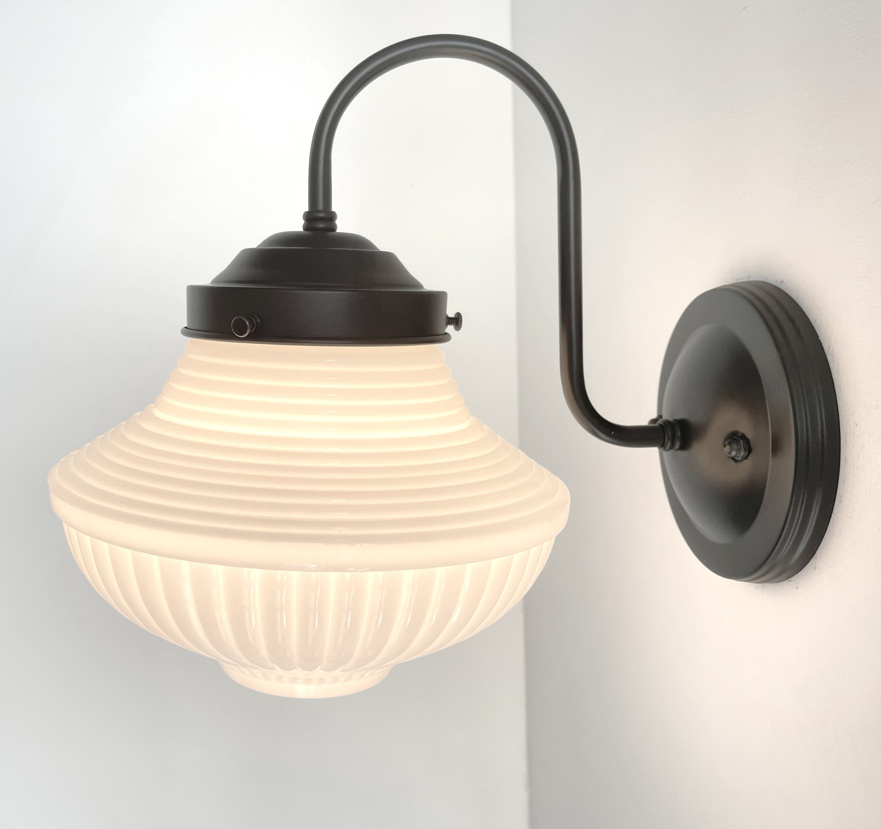 Traditional Milk Glass SCONCE Schoolhouse Wall Lighting - Antique Milk
