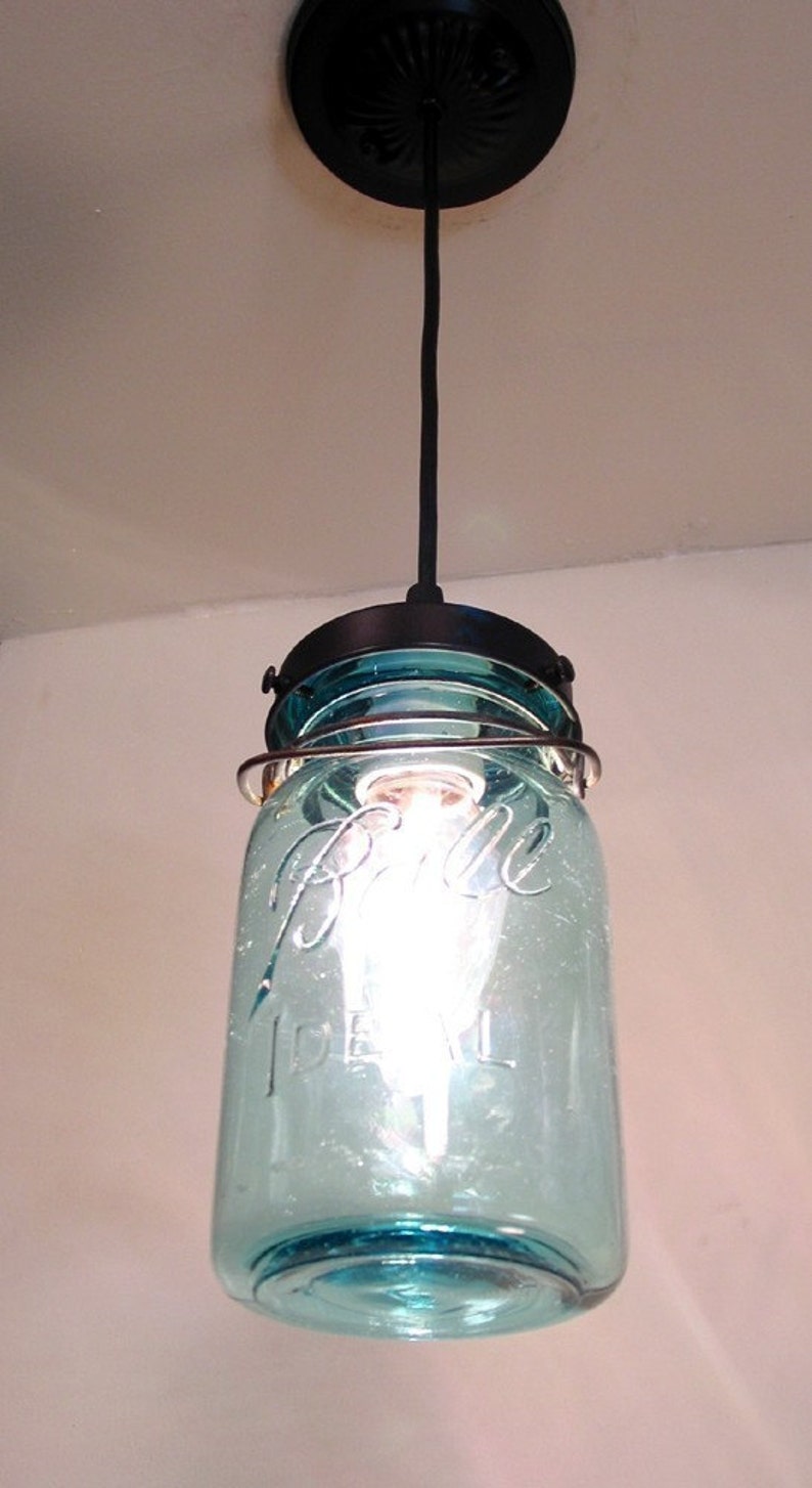 Vintage BLUE Canning Jar PENDANT Light Farmhouse Chandelier - Etsy