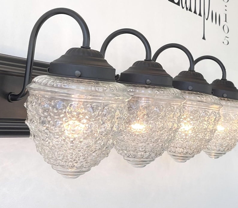 Clear Acorn Glass Lighting Vanity Trio - Antique Bathroom Light Fixtures Wall Mount Farmhouse Kitchen Dining Room Ceiling Chandelier Lamp bild 10
