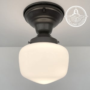 Simple Schoolhouse Milk Glass Flush Mount Ceiling Lighting Fixture -Kitchen Bathroom Entry Chandelier Ceiling Modern Mid Century Schoolhouse